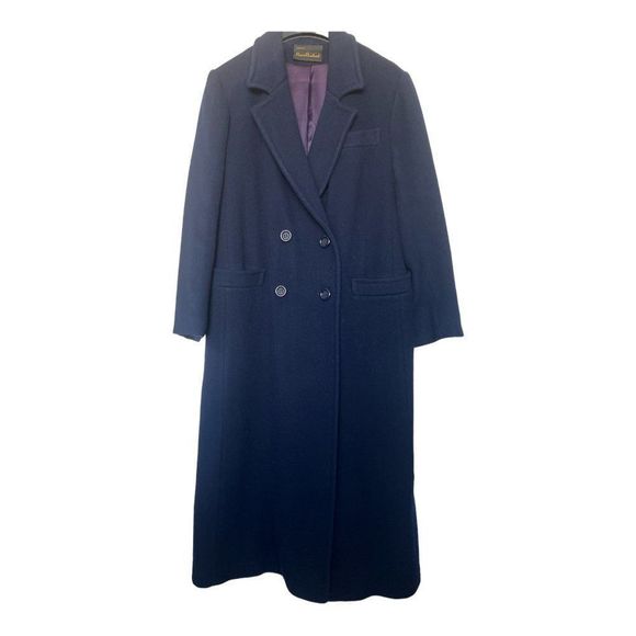 creation Pierre Bouchard navy %100 Wool long Coat women's sz SP - Picture 1 of 7